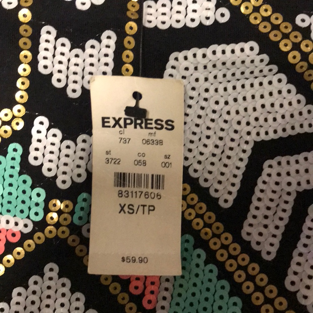 Express Aztec sequined patterned XS mini skirt - Picture 4 of 4